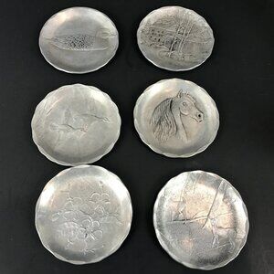 Set of 6 Wendell August Forge Vintage Aluminum coasters